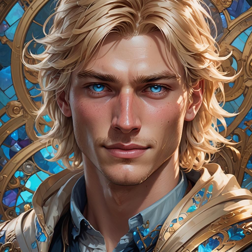 Handsome Blond Teen Portrait in Hyperdetailed Digital Art