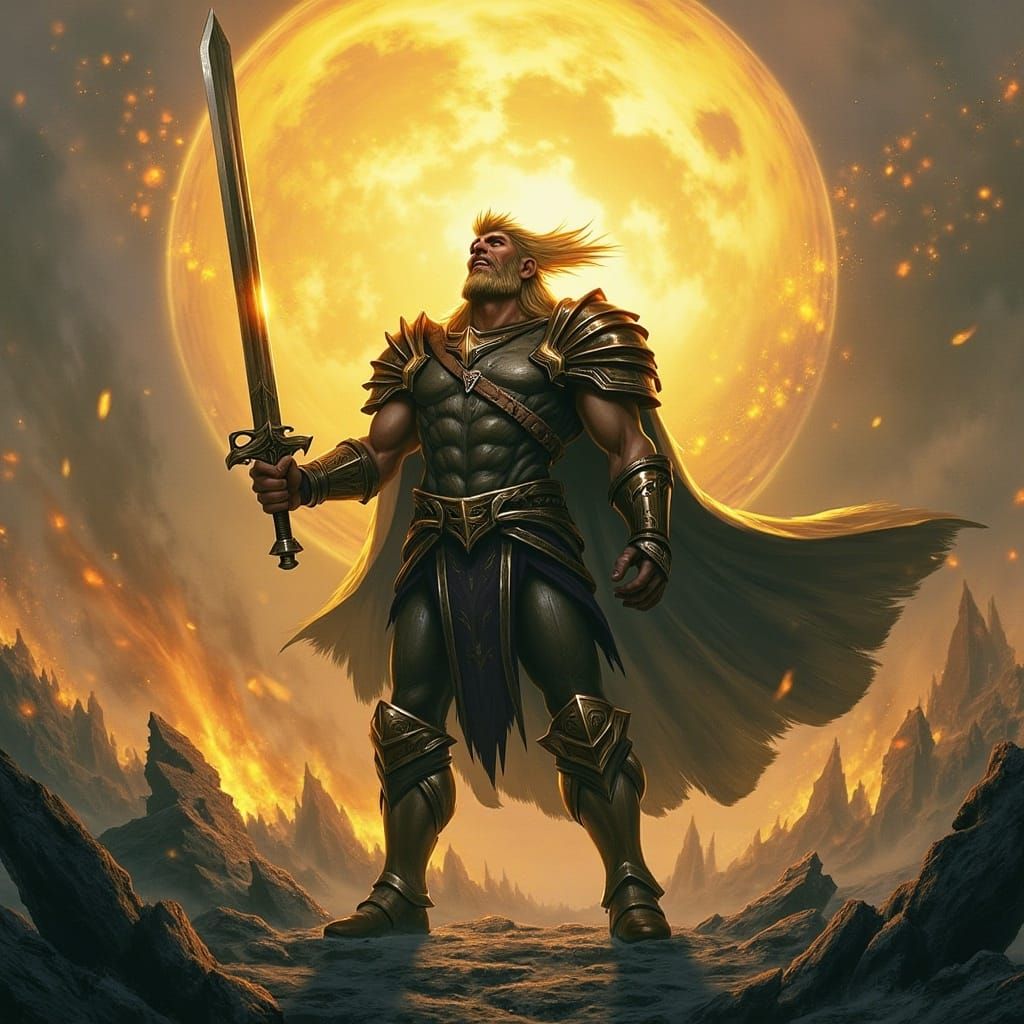 Triumphant Warrior on Ruined Battlefield