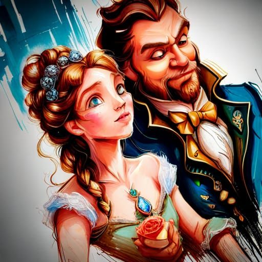 Lumiere and Cogsworth: Hyperrealistic Disney Art