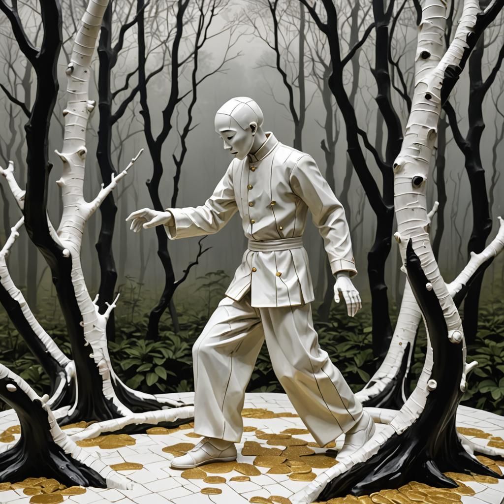 Eerie Porcelain Forest Awakens in Dreamlike Magic Realism