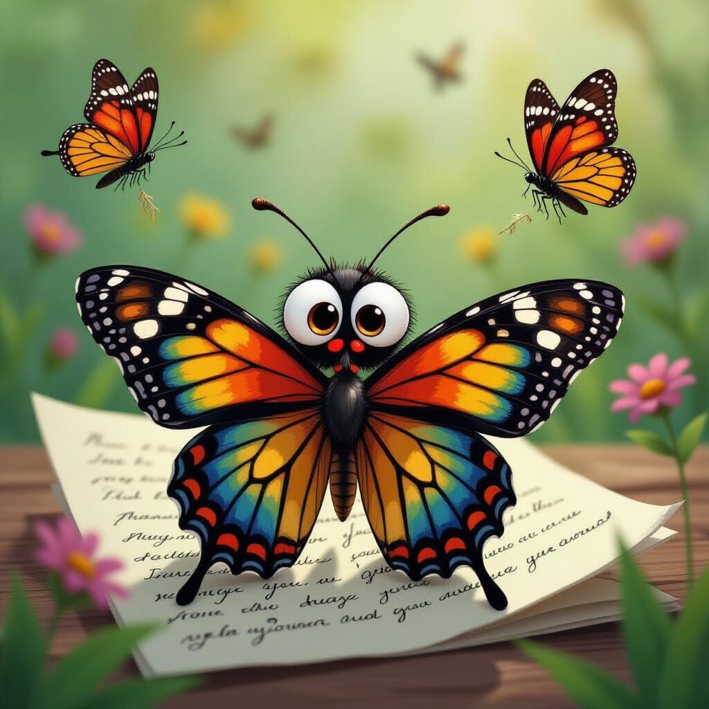 Confused Cartoon Butterfly Pinned in Collection