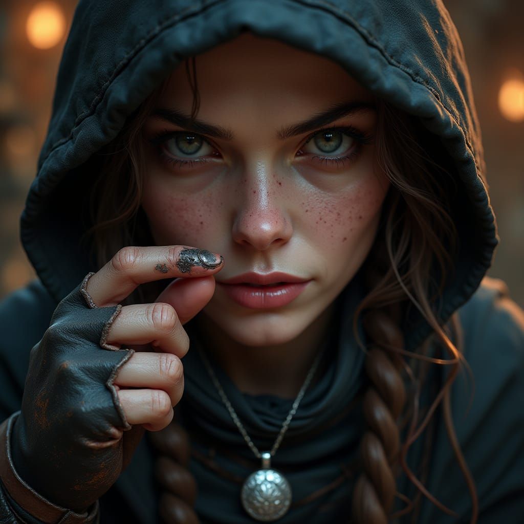 Detailed Digital Portrait of a D&D Thief Character