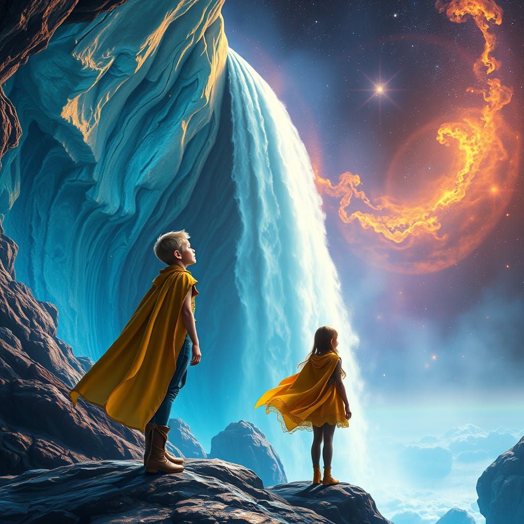 Cosmic Waterfall Scene in Vibrant Colors