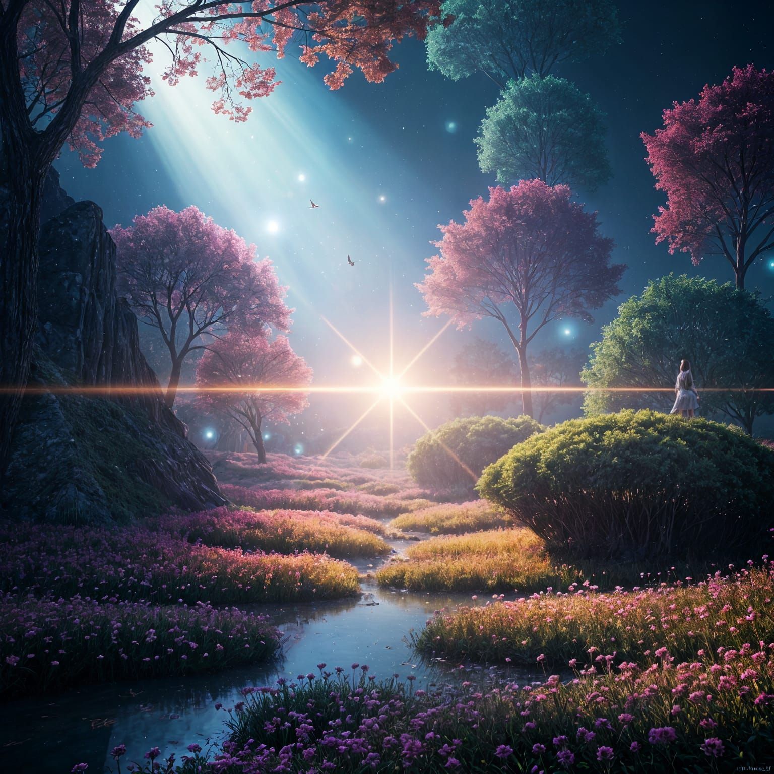 Mysterious Scene Bathed in Cinematic Light