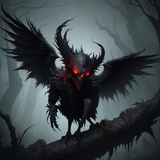 Bird-like Demon in Dark Fantasy Art