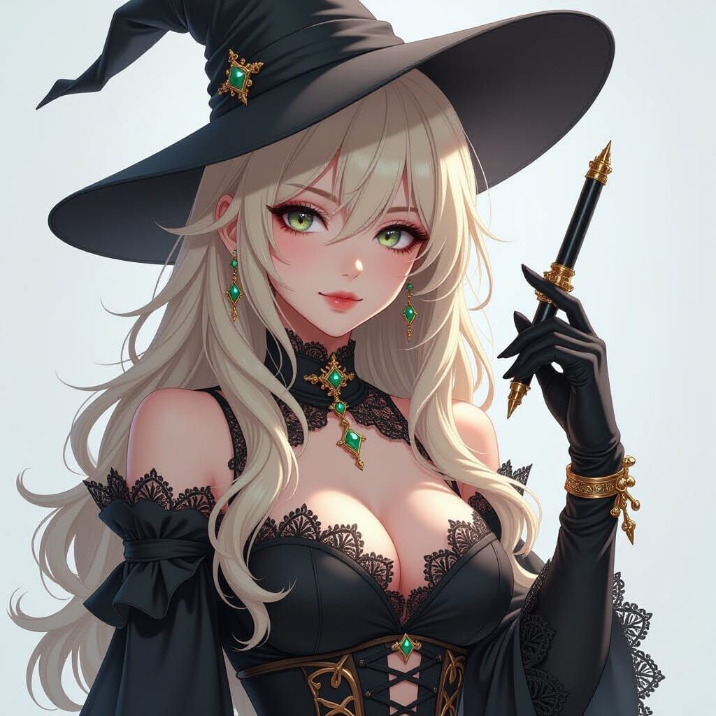 Anime Witch with Pen Weapon in 3D Concept Art