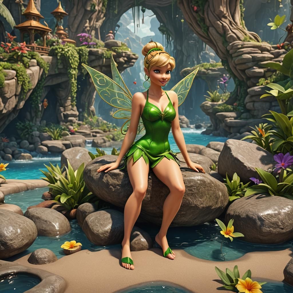 Tinkerbell Relaxing in a Fantastical Oasis