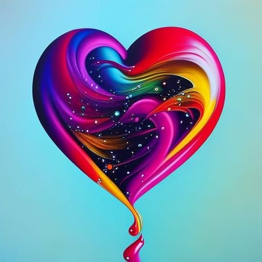 Colorful Graffiti Heart in Splash Art Style