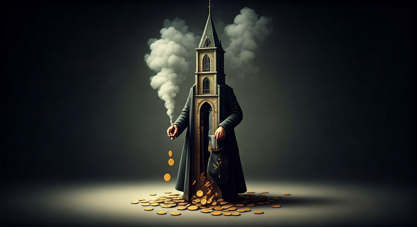 Grotesque Preacher as Hollow Tower in George Grosz Style