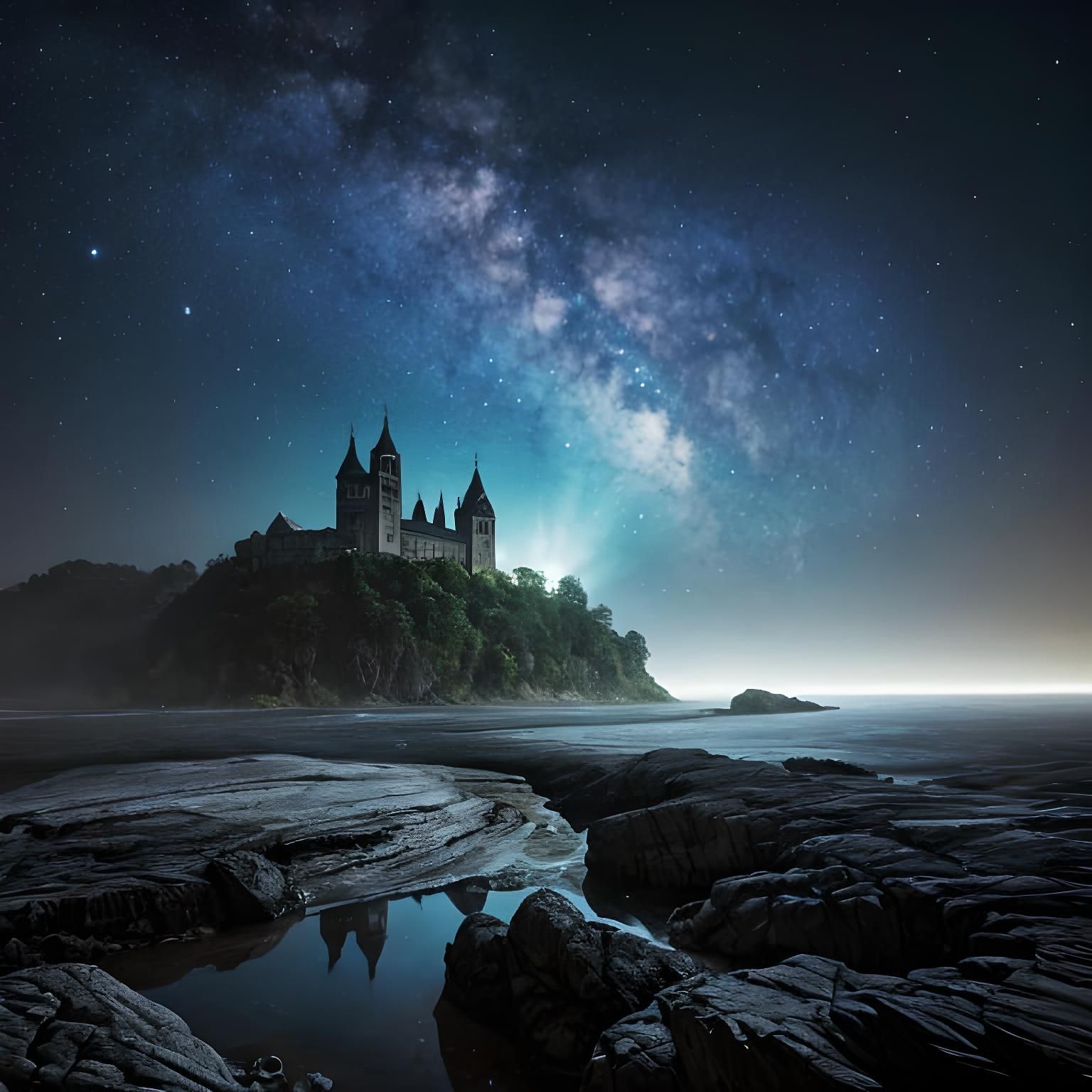 Vibrant Dragon on Island in Digital Fantasy Art