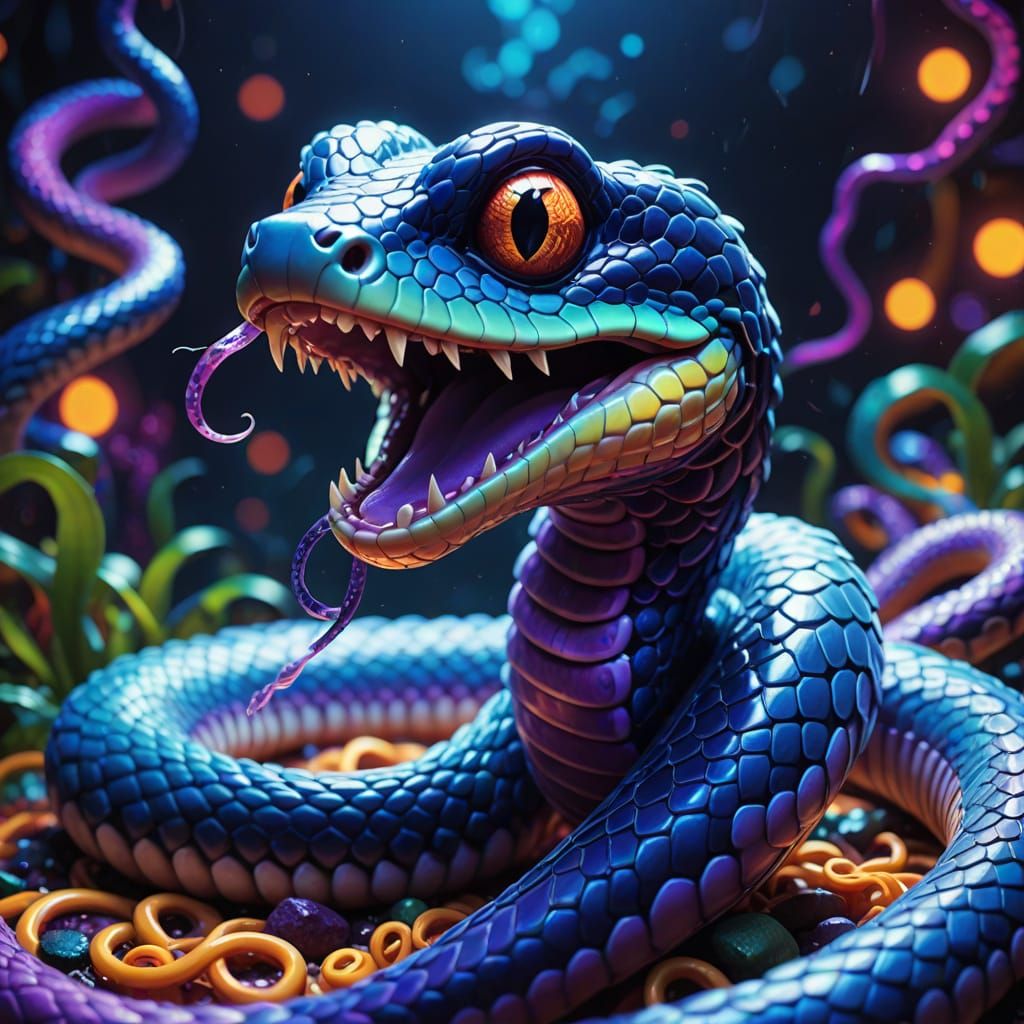 Kevin the Snake: Vibrant Oil Painting in Fantasy Art