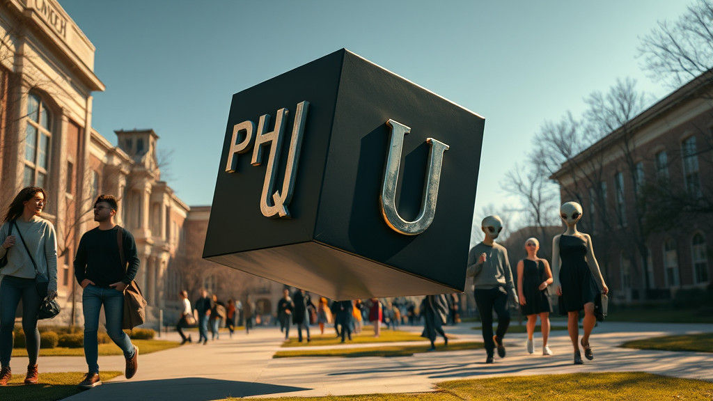 Mysterious Cube on Campus: Surreal Dreamscape in 16K