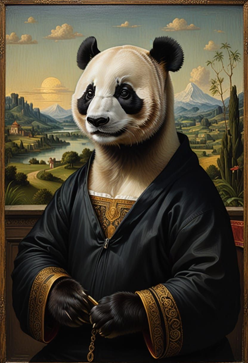 Panda Portrait Reimagines Mona Lisa in Masterpiece