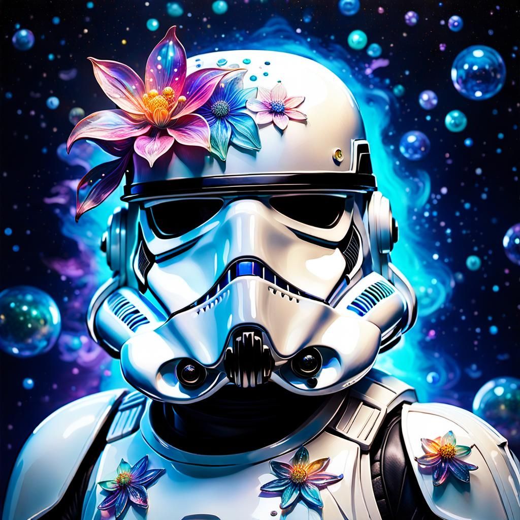 Bioluminescent Flower Stormtrooper Helmet in Glass