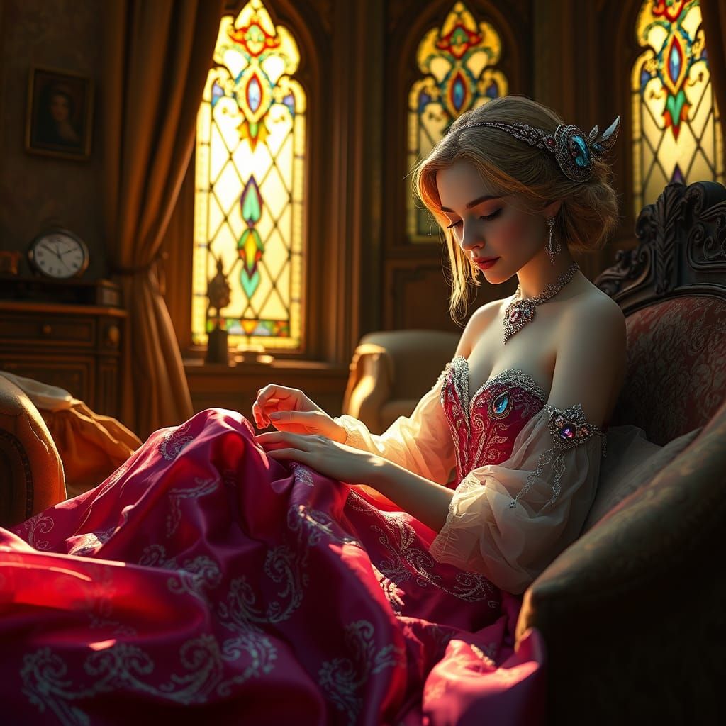 Gemstone Gown: A Baroque Fantasy Sewing Scene