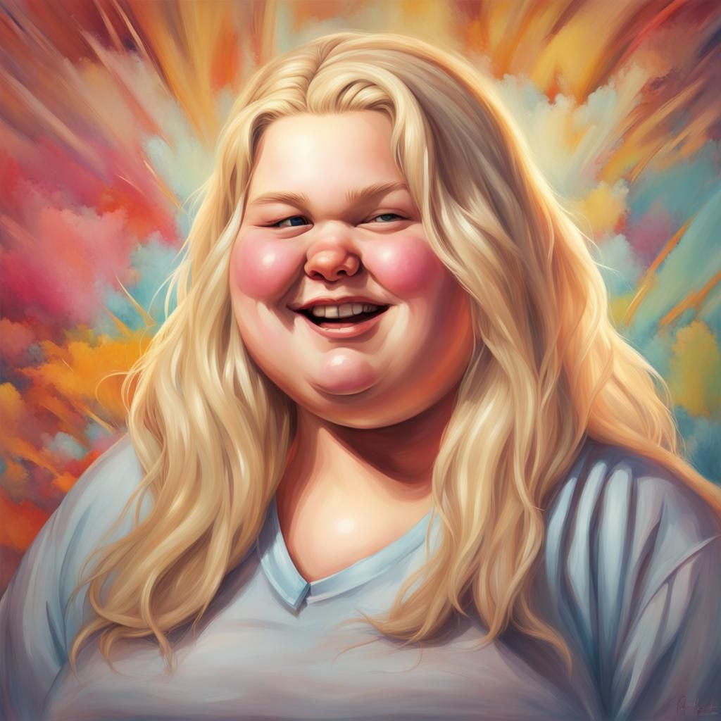 Hyperrealistic Rendering of an Obese Blond Schoolgirl