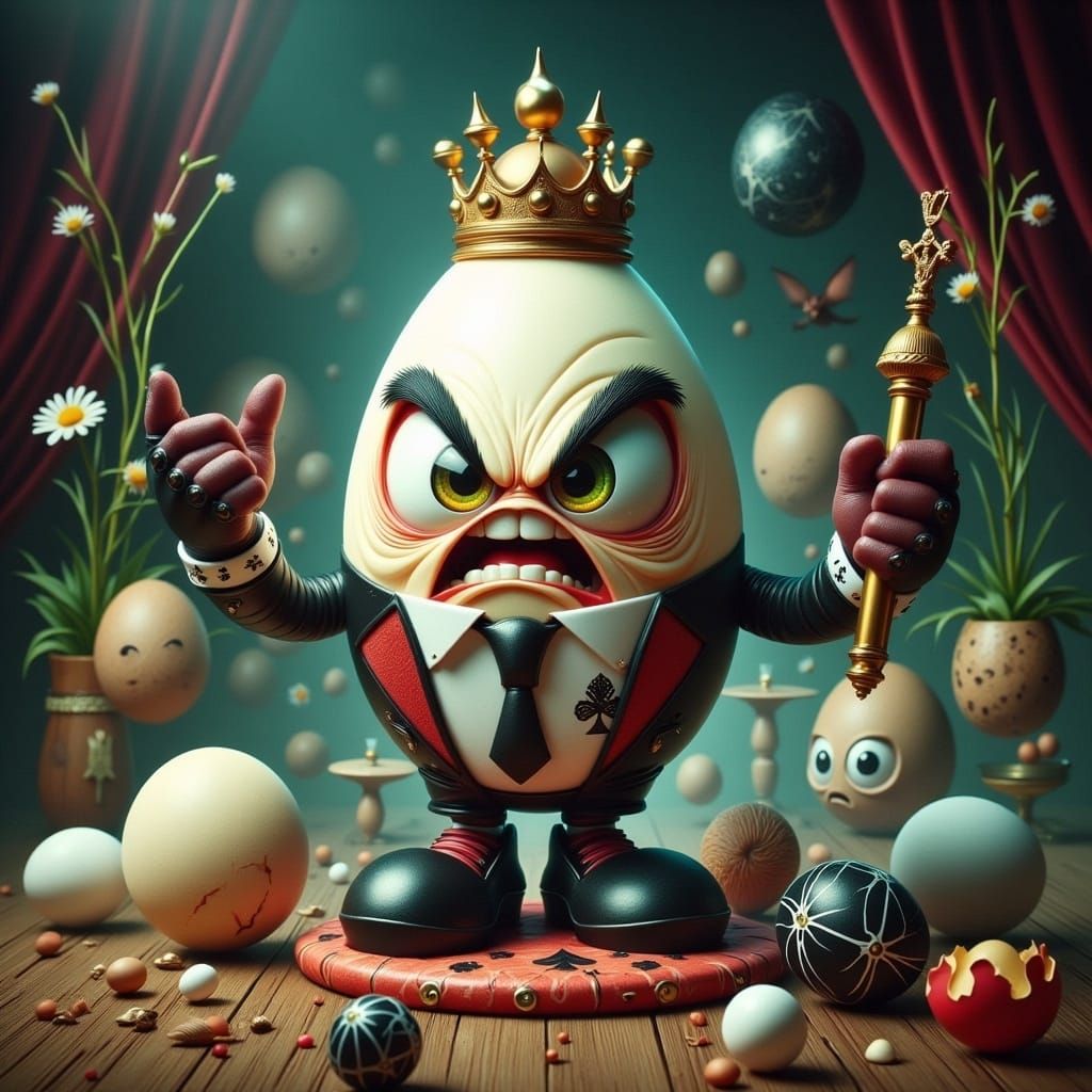 Furious Egg Monarch in Whimsical Mary Blair Style