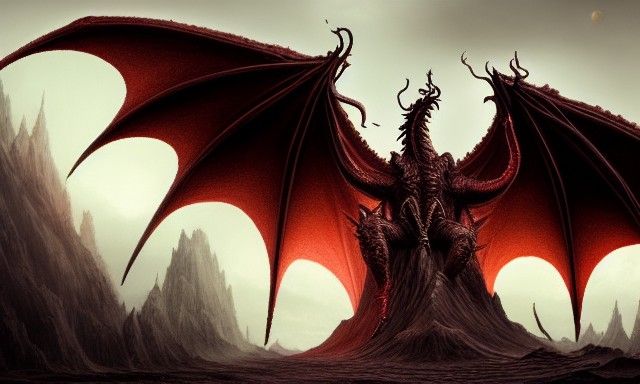 Fiery Dragon Angel of Death in Dystopian Landscape