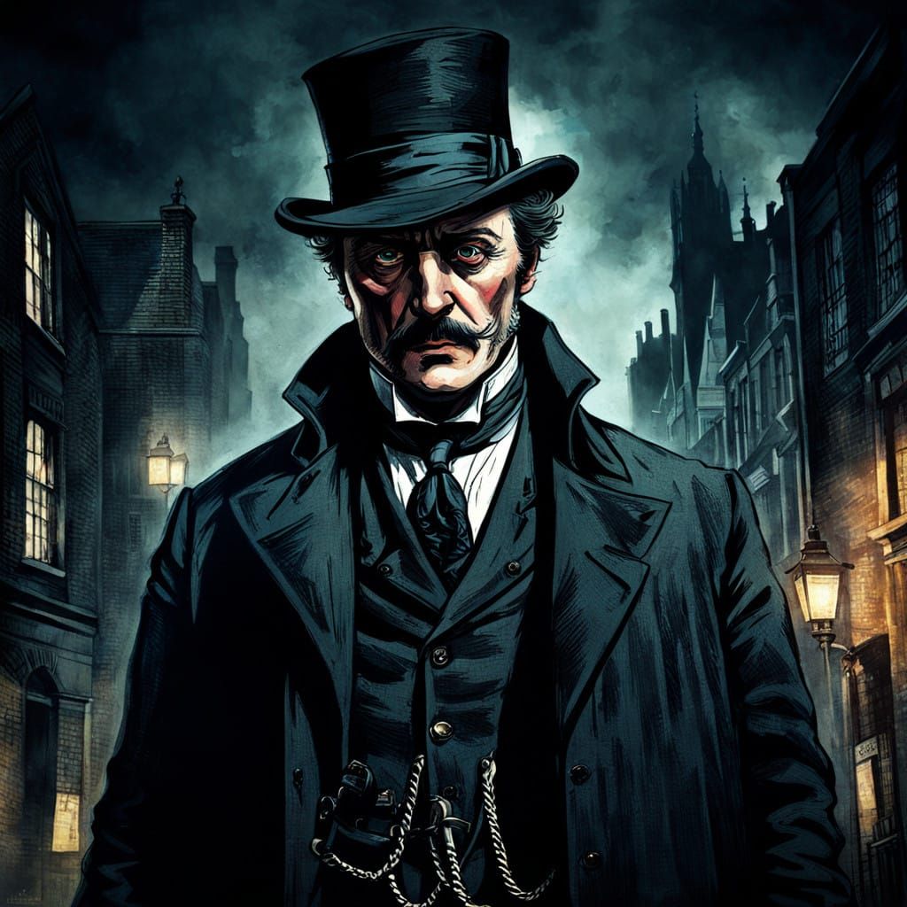 Mysterious Victorian Figure with Shadows