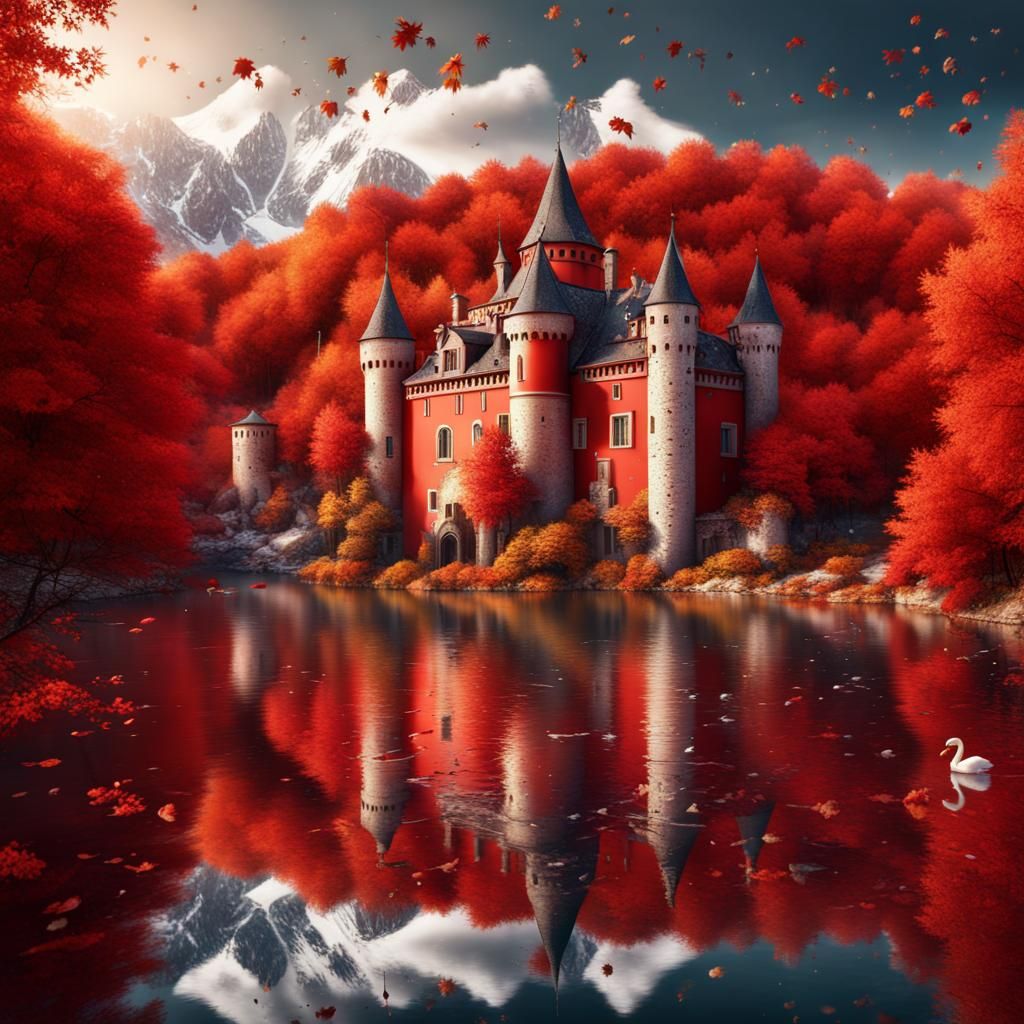 Lake Como Autumn Scene in Italy