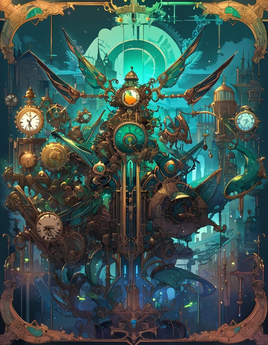 Steampunk Fairy Princess with Mechanical Wings in Clockwork ...