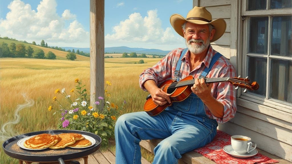 Rustic Morning Gentleman in a Vibrant Colored Pencil Sketch
