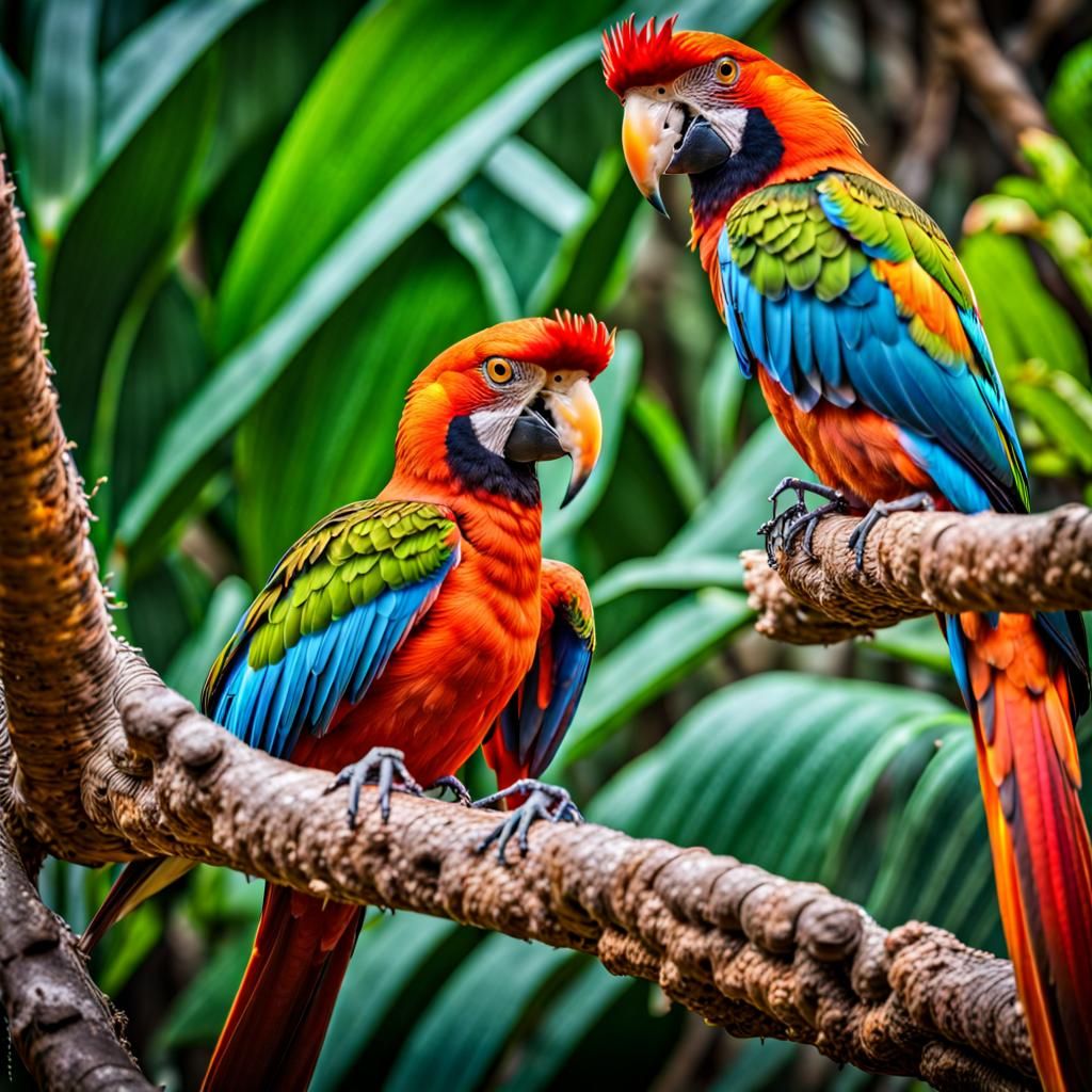 Colorful Tropical Birds in Hyperrealistic Detail