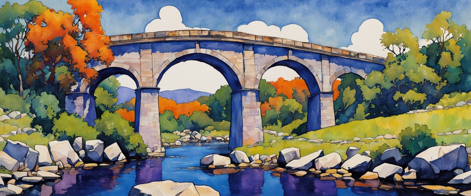 Industrial Wasteland in Watercolor Impressionist Style