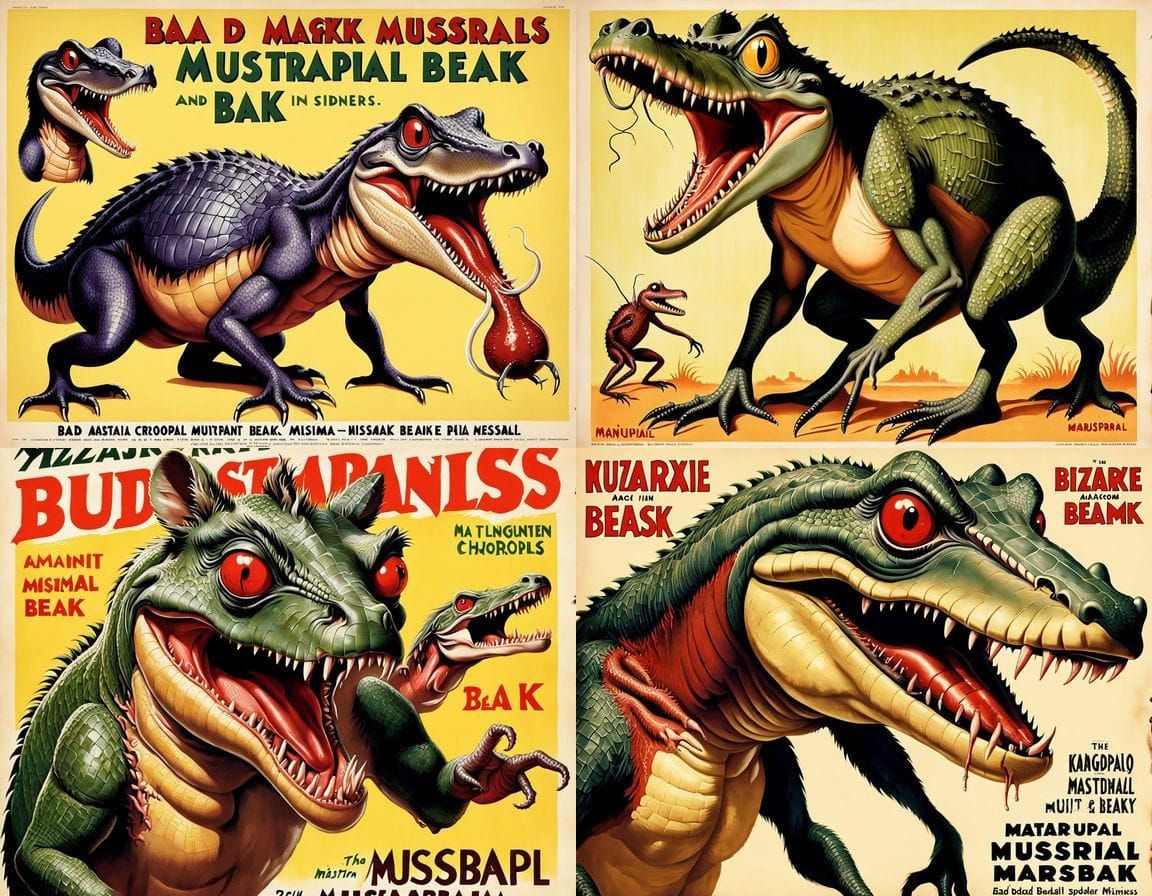 Grotesque Australian Menagerie Creature in a 1930s Movie Pos...