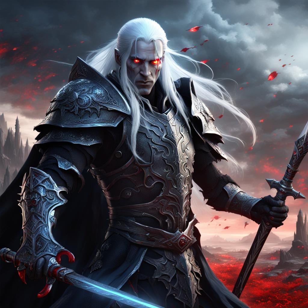 Elric of Melnibone in Rococo Armor, Fantasy Art