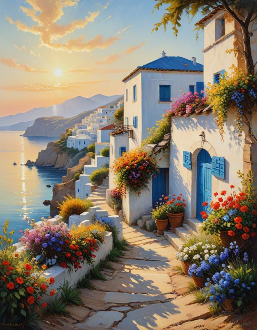 Un village grec escarpé...