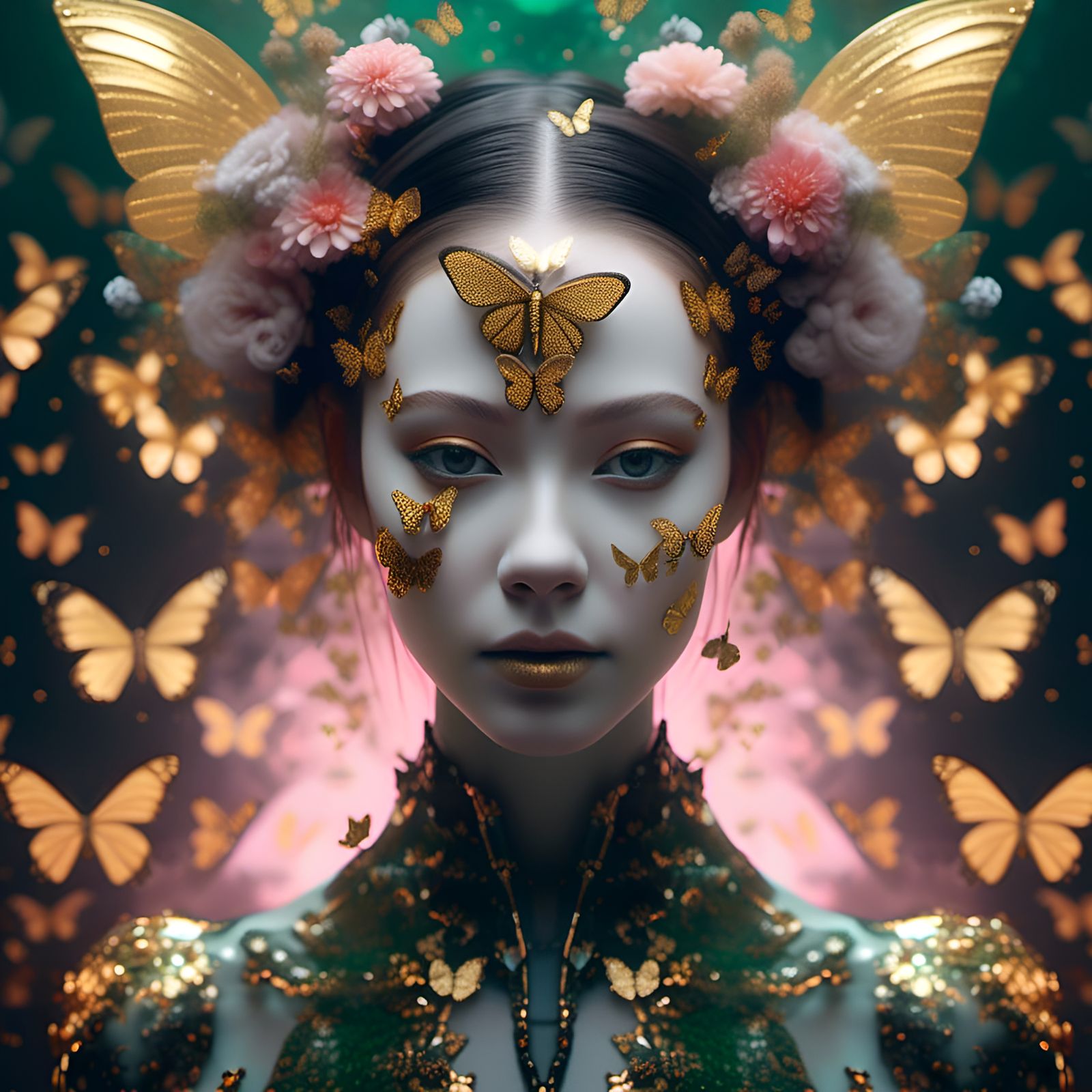 Android in Butterfly Cloud: Ethereal Portraiture