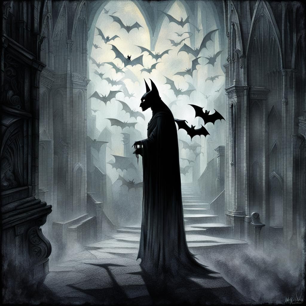 Nosferatu Shadow Bat in a Gothic Winter Scene