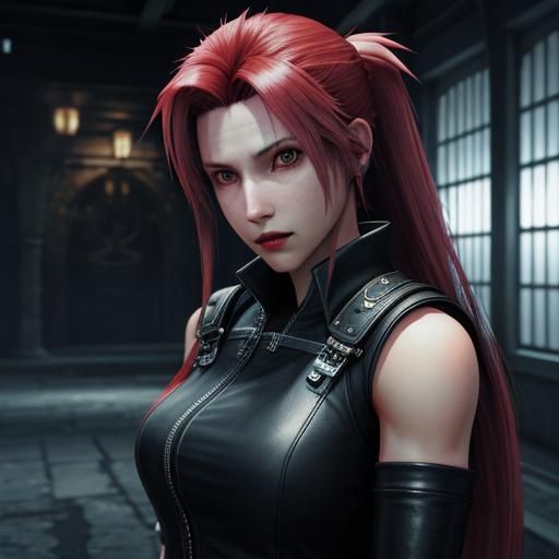 Vampire Girl Aeris: Hyperrealistic Final Fantasy 7 Portrait