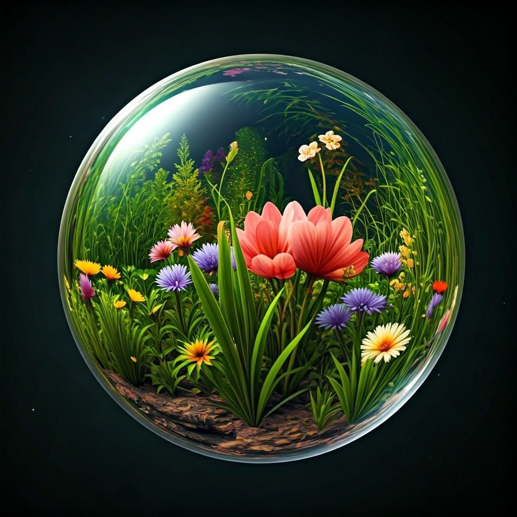 Ethereal Spring Oasis in Crystal Orb