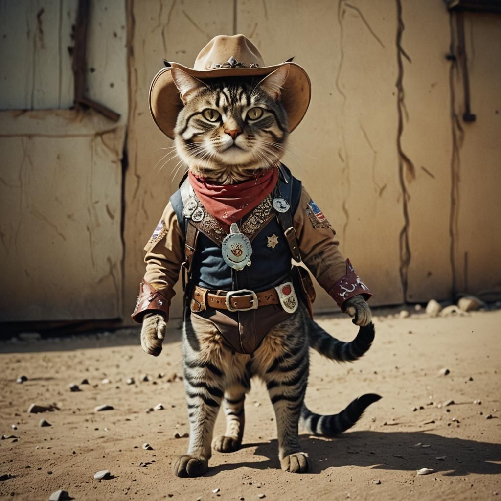 Cowboy Cat's Unusual Fashion in Cinematic Style