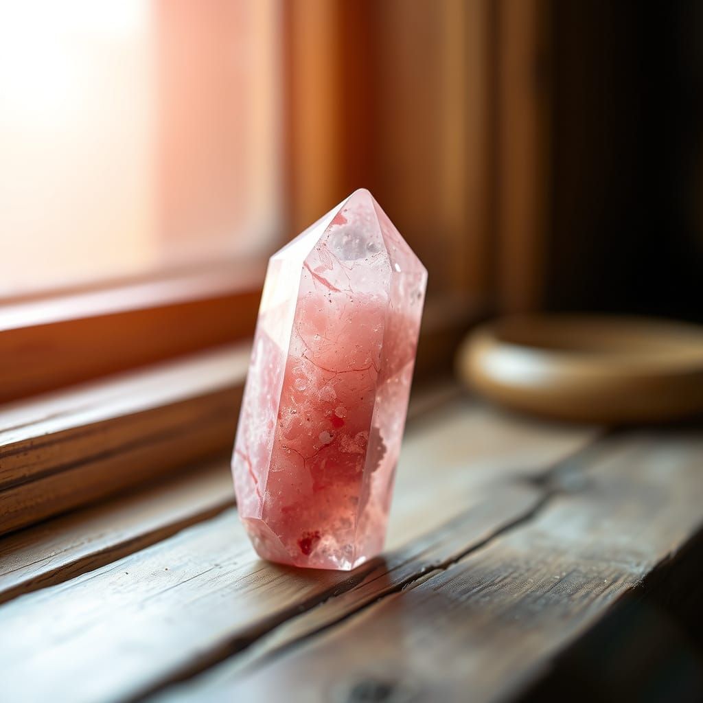 Serenely Lit Rhodochrosite Crystal in Soft Focus
