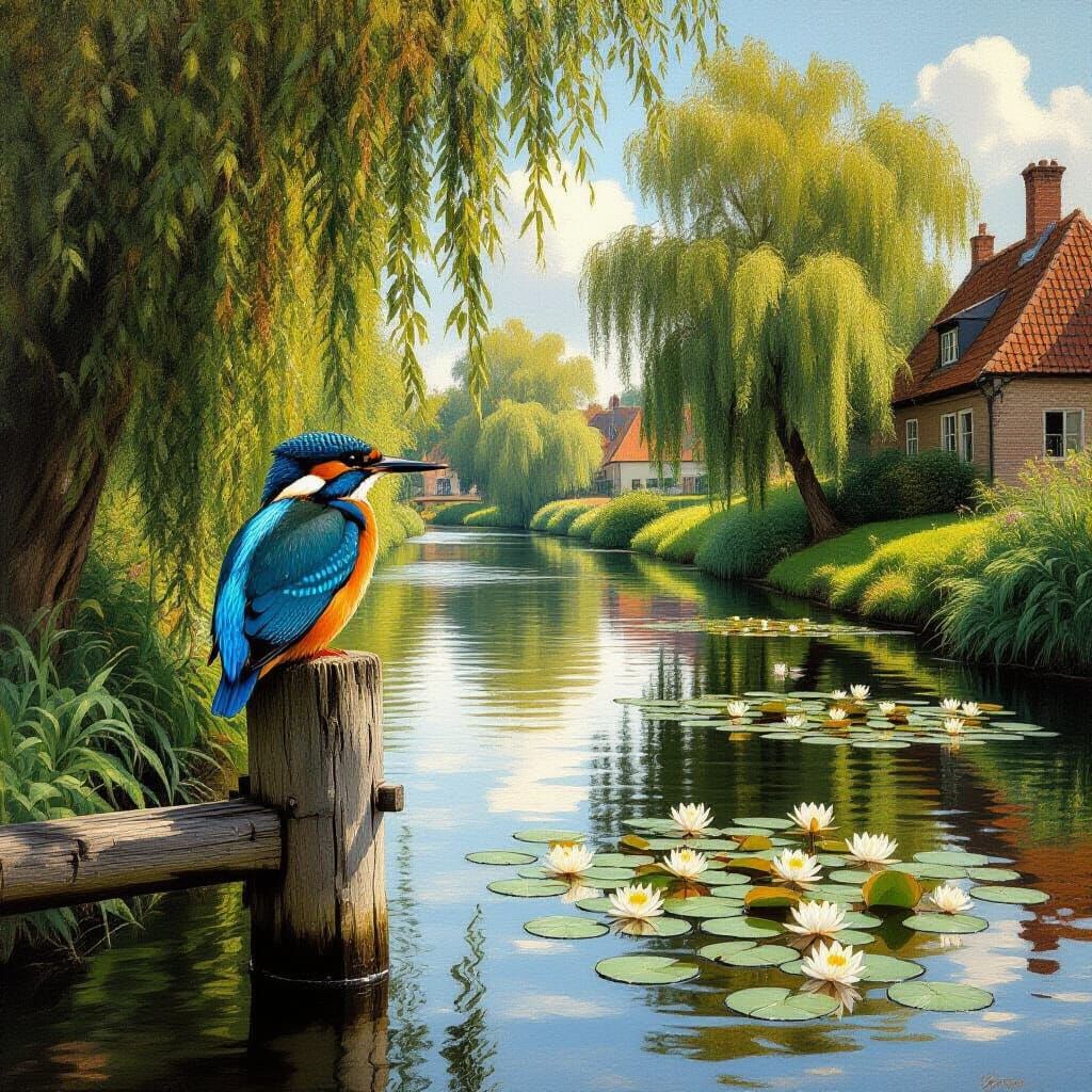 Kingfisher by Vermeer in Dutch Golden Age Style