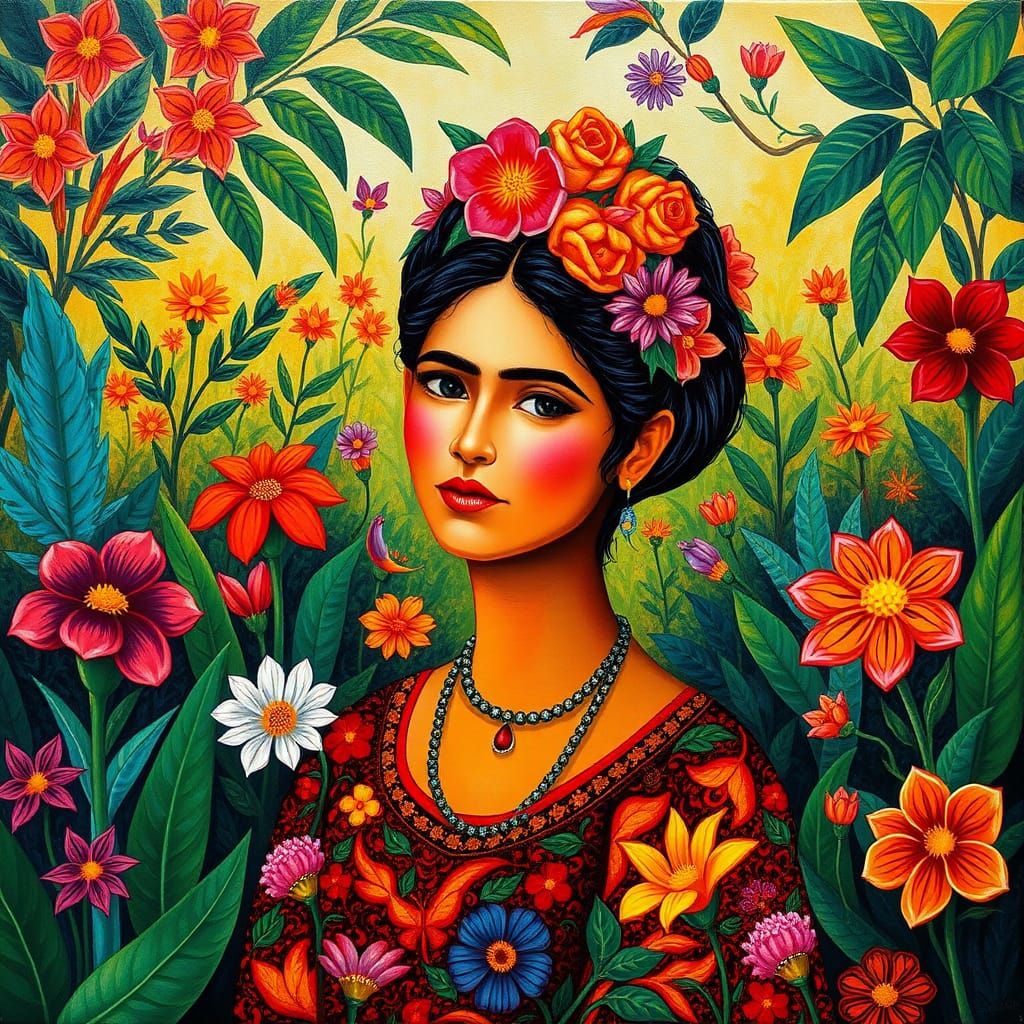 Emotive Portrait in Naive Art Style