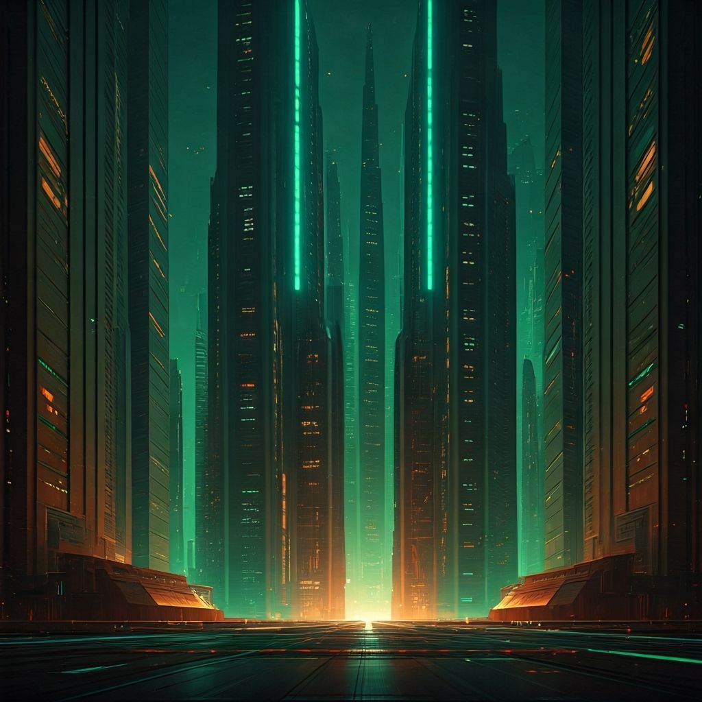 Futuristic Cityscape Aglow with Neon Lights