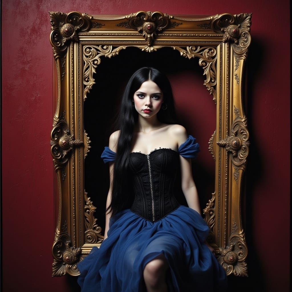 Gothic Princess in Ornate Frame, Dark Fantasy Style