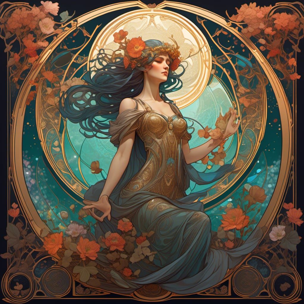 Fantasy Plaque in Art Nouveau Style
