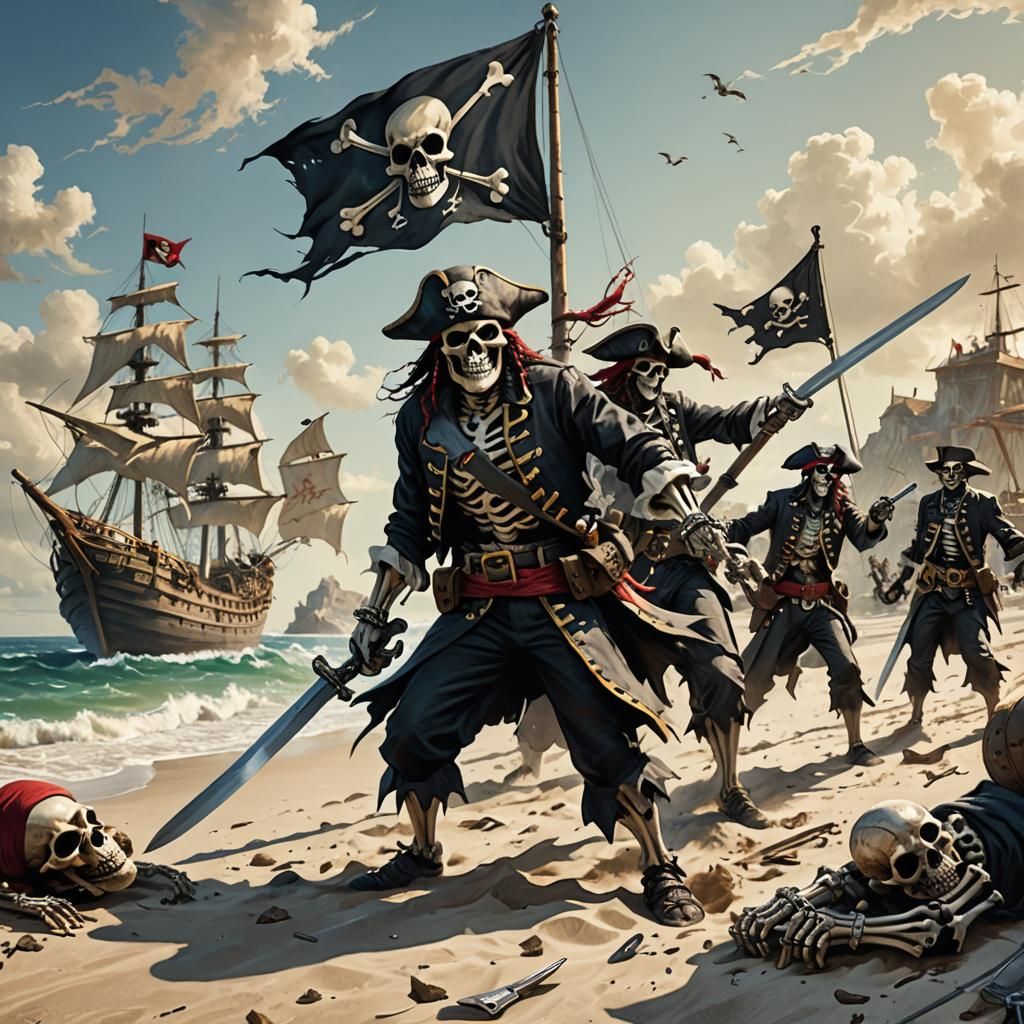 Skeleton Pirates Attack on the Beach