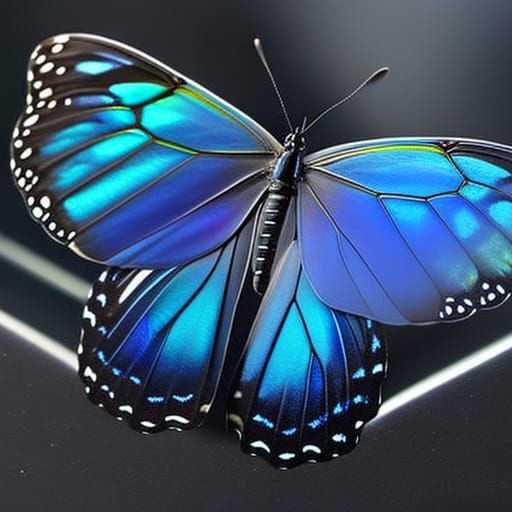 Bioluminescent Blue Morpho Butterfly in 3D