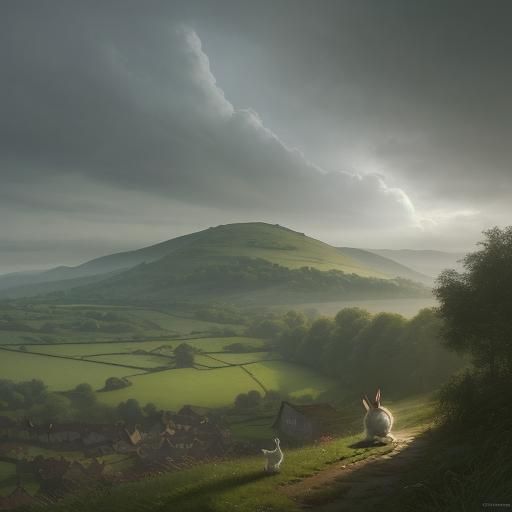Rabbit in Cheshire Countryside: Digital Matte Painting