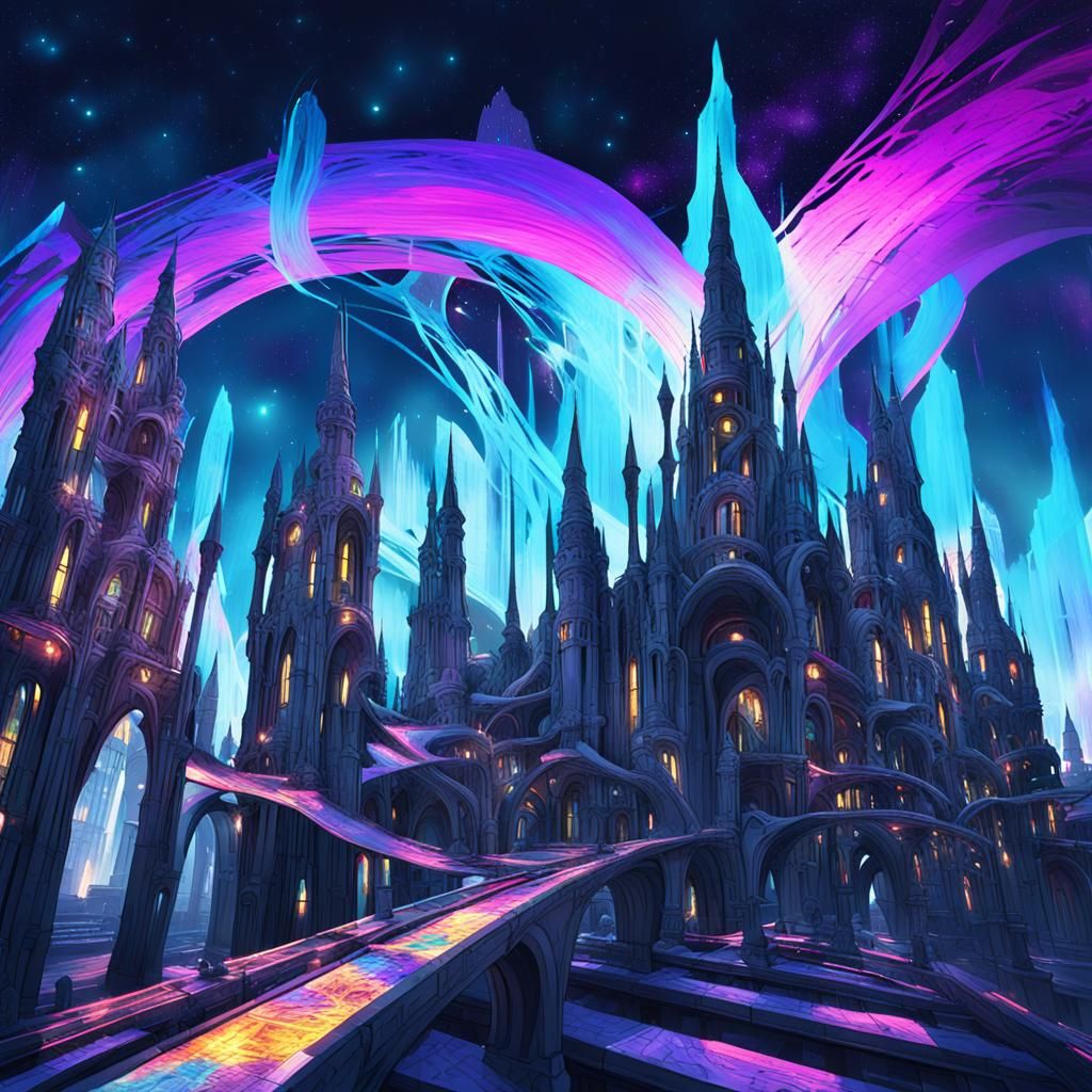 Surreal Cosmic Architecture with Energy Tendrils