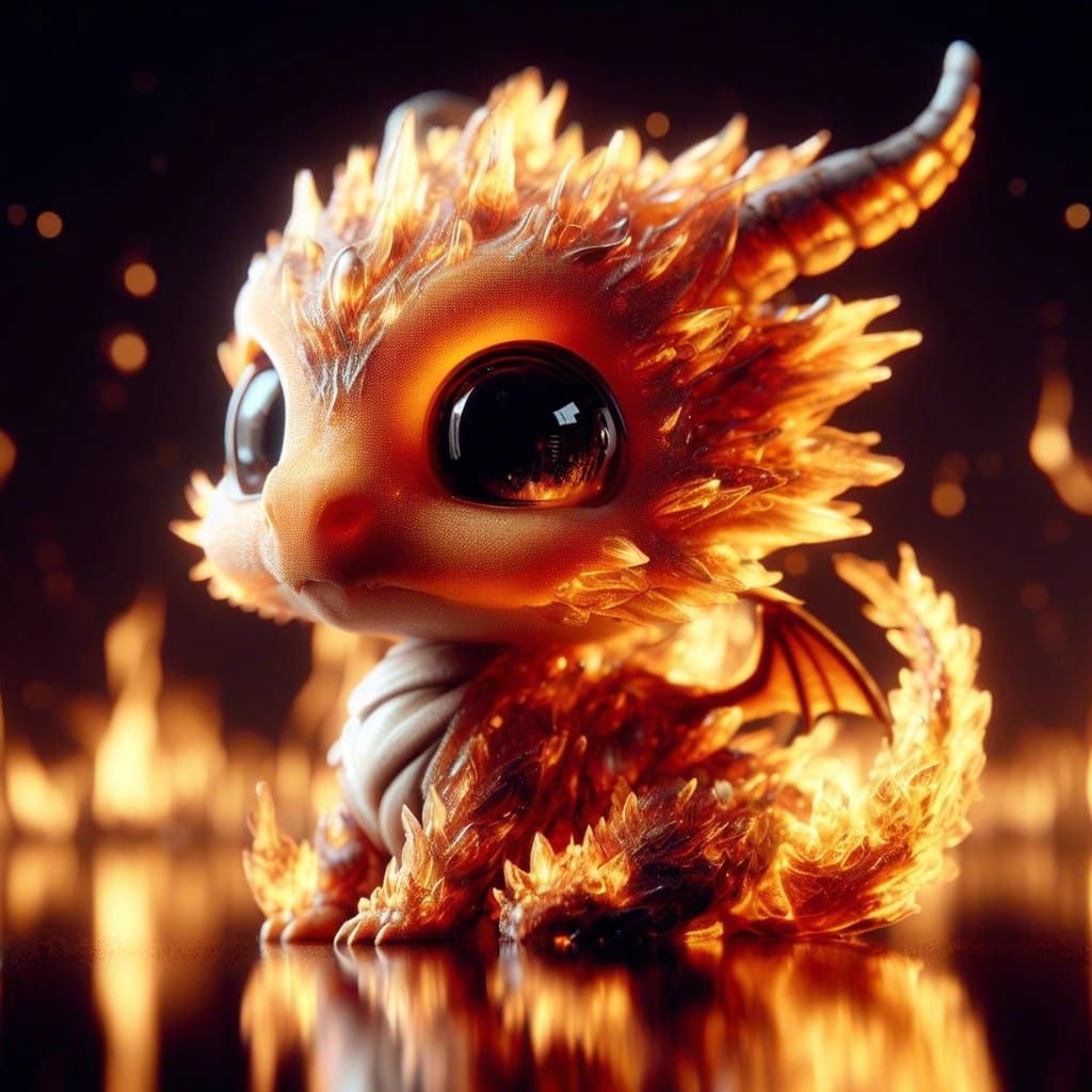 Adorable Fire Dragon in Photorealistic CGI