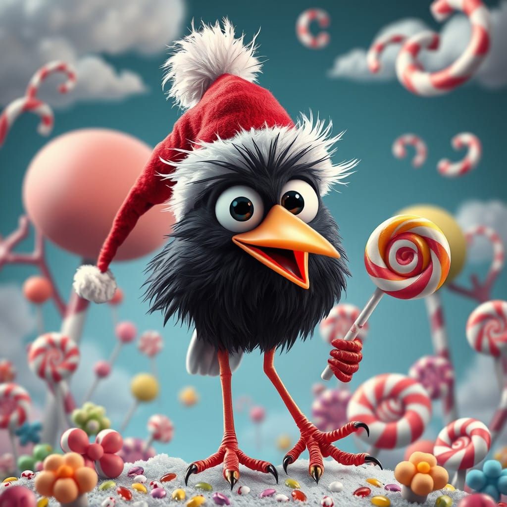 Whimsical Bird in a Candyland Wonderland