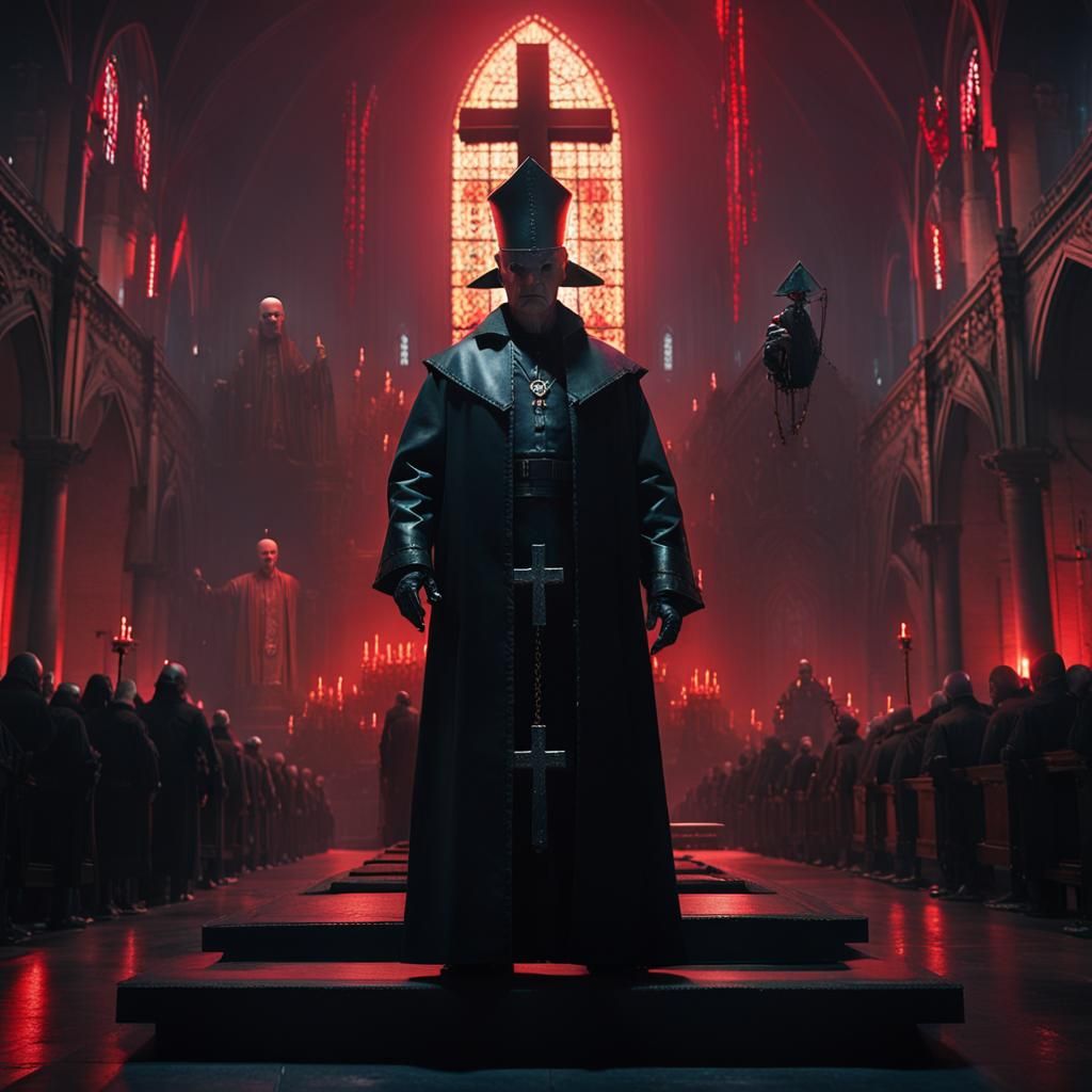 Pinhead as Evil Bishop in Cyberpunk Church