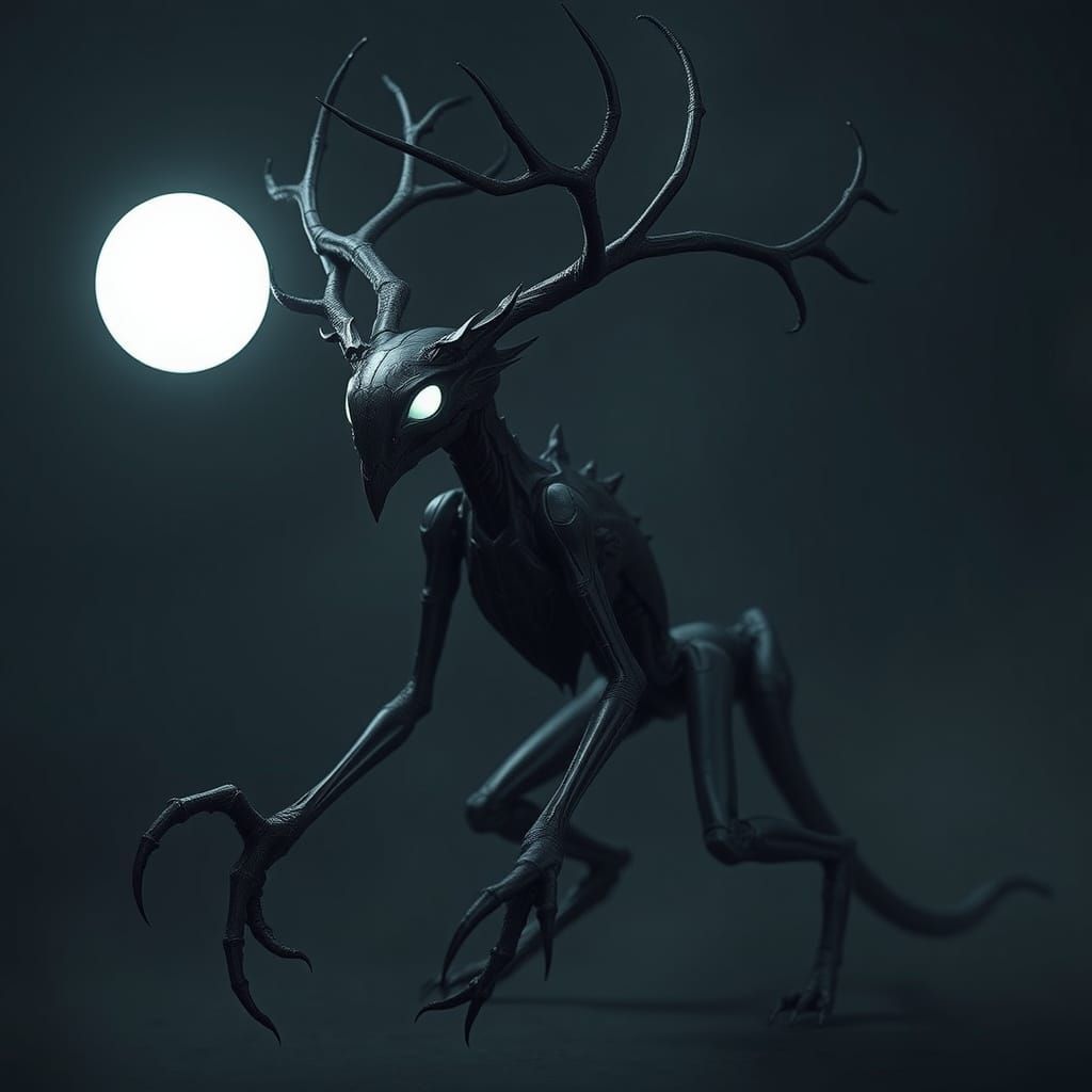 Kawari Creature with Antlers and Glowing Eyes